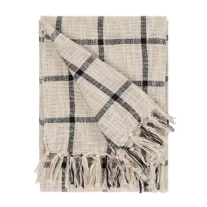 Neutral Gingham Throw | Luxury Home Décor