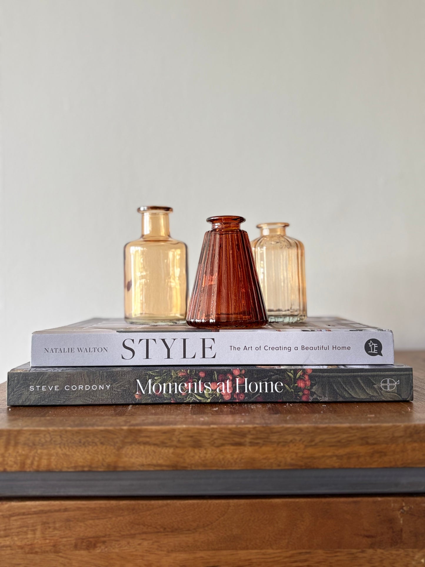 Burnt Amber Ribbed Glass Bottle | Luxury Home Décor