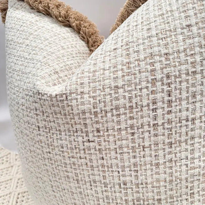 The Enid Cream Cushion with Fringe Trim | Luxury Home Décor