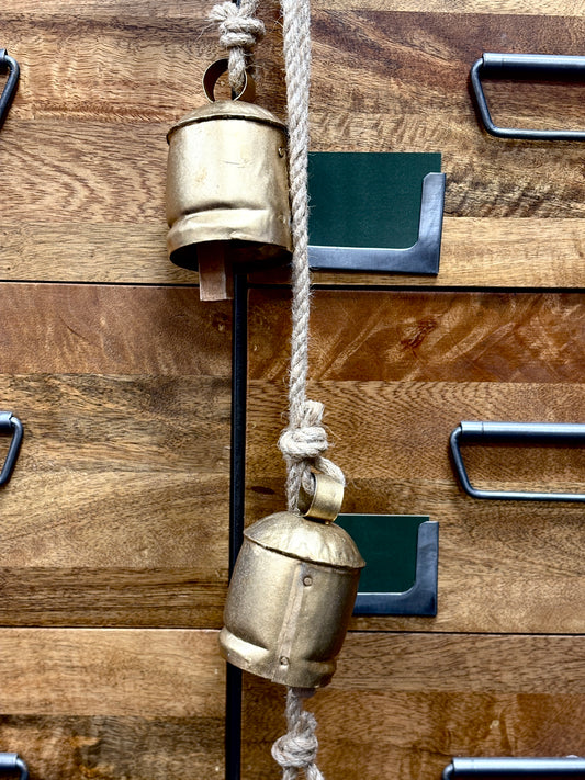 Vintage Bells On Rustic Rope