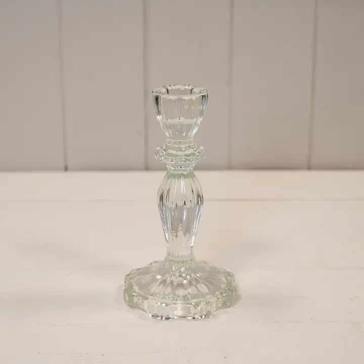 Clear Glass Candle Stick Holder Medium | Luxury Home Décor