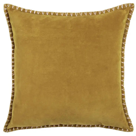 Ochre Stitch Embroidered Cushion | Luxury Home Décor