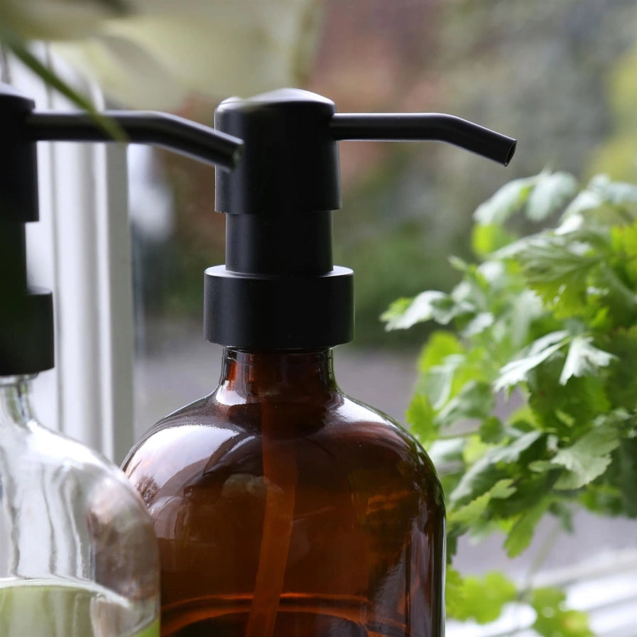 Amber Glass Soap Dispenser | Luxury Home Décor