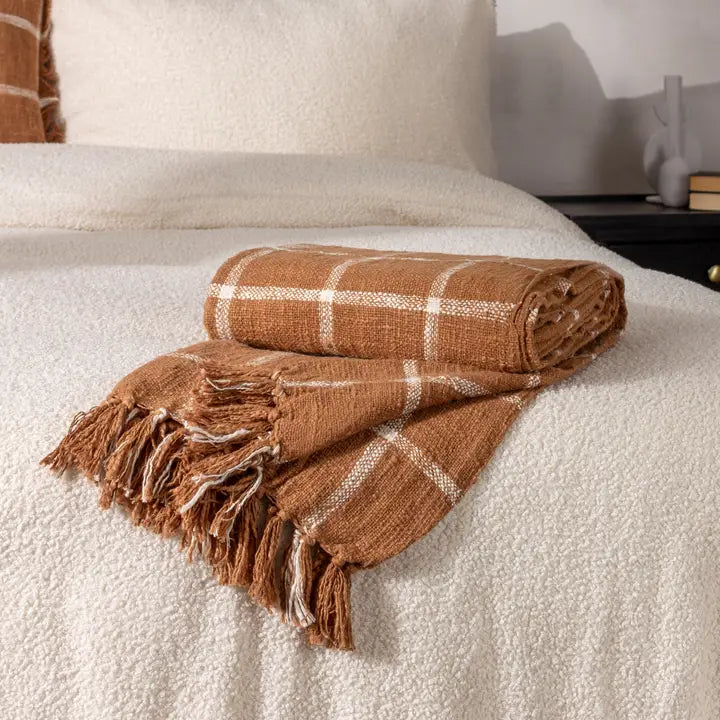 Neutral Gingham Throw | Luxury Home Décor