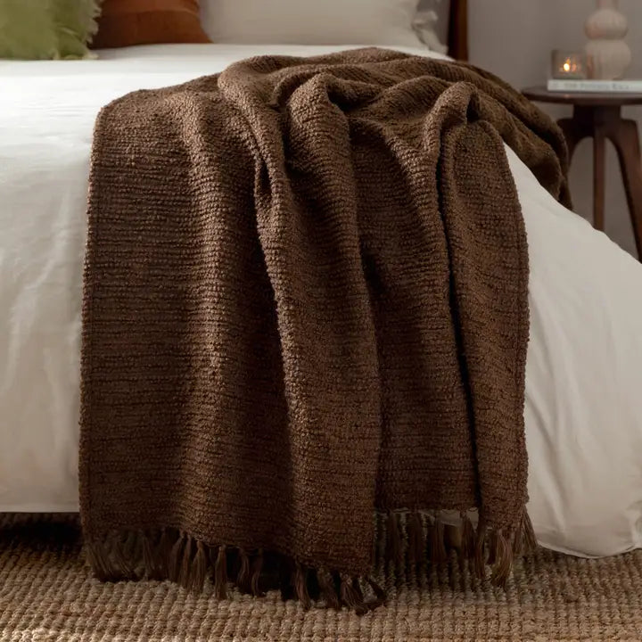 Coffee Bean Boucle Throw | Luxury Home Decor