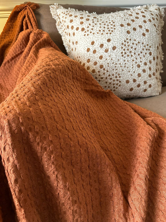 Waffle Throw in Pecan | Luxury Home Décor