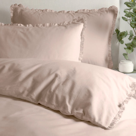 Cotton Ruffle Duvet Cover Set Blush