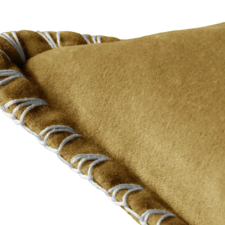 Ochre Stitch Embroidered Cushion | Luxury Home Décor