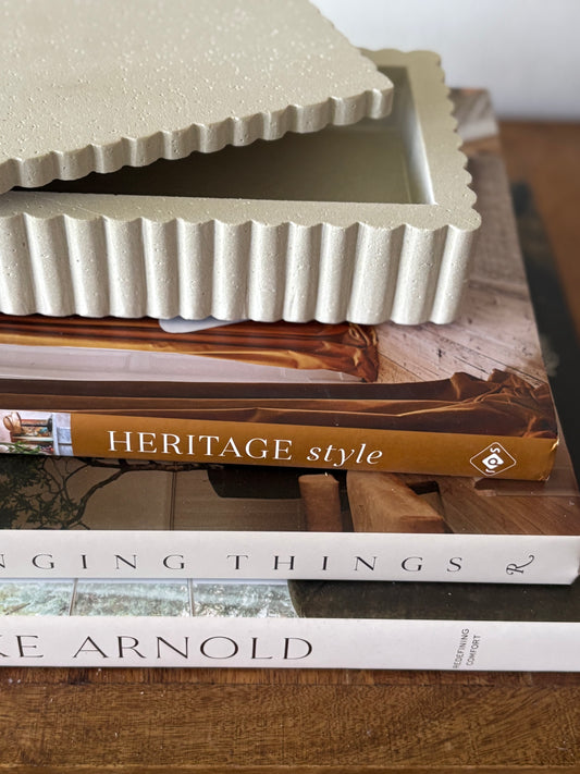 Decorative Sandstone Ribbed Keepsake Box