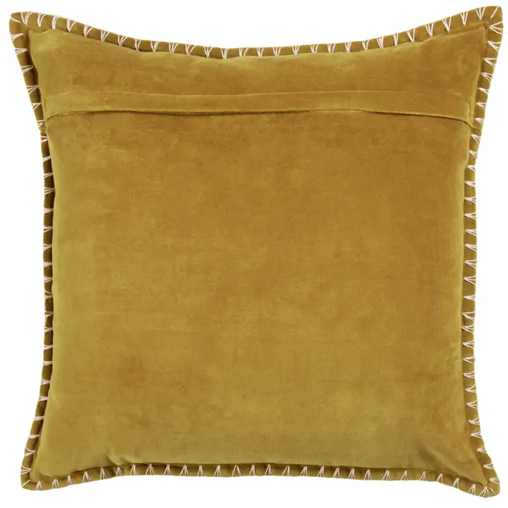 Ochre Stitch Embroidered Cushion | Luxury Home Décor