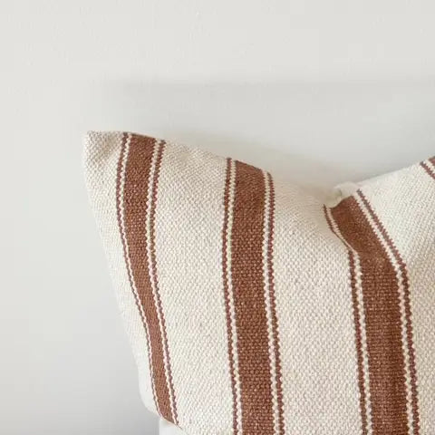 Cream & Brown Stripe Cushion | Luxury Home Décor