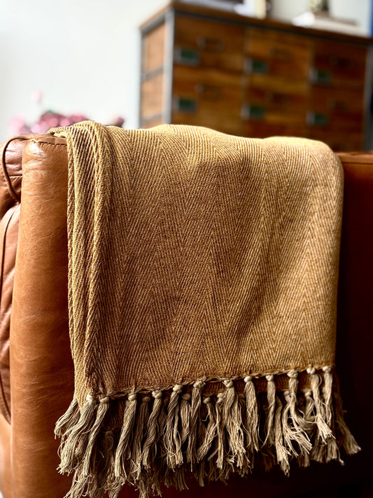 Harry Herringbone Throw Honey | Luxury Home Décor