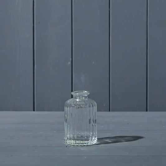 Clear Ribbed Glass Bottle | Luxury Home Décor