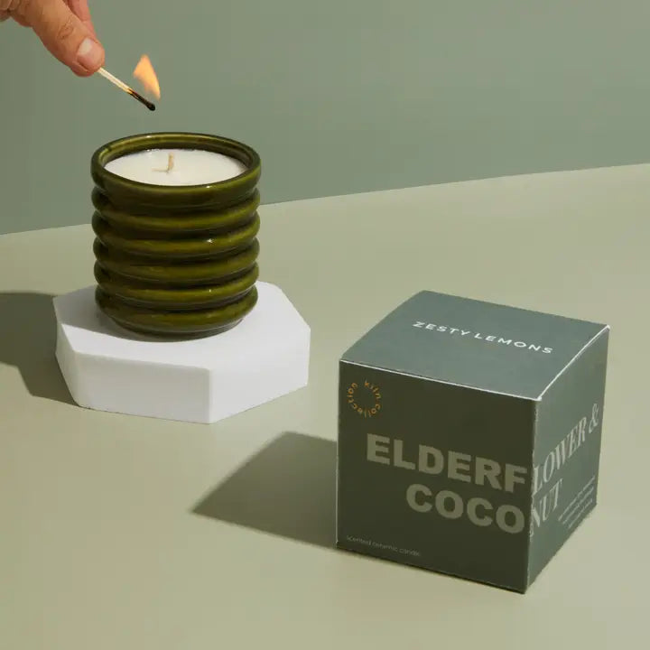 Kiln Olive Candle ~ Elderflower & Coconut