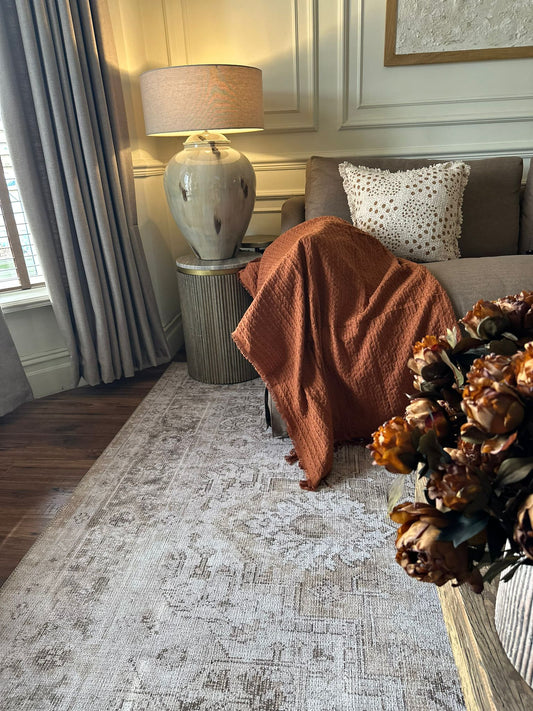 Harry Herringbone Throw Ginger | Luxury Home Décor