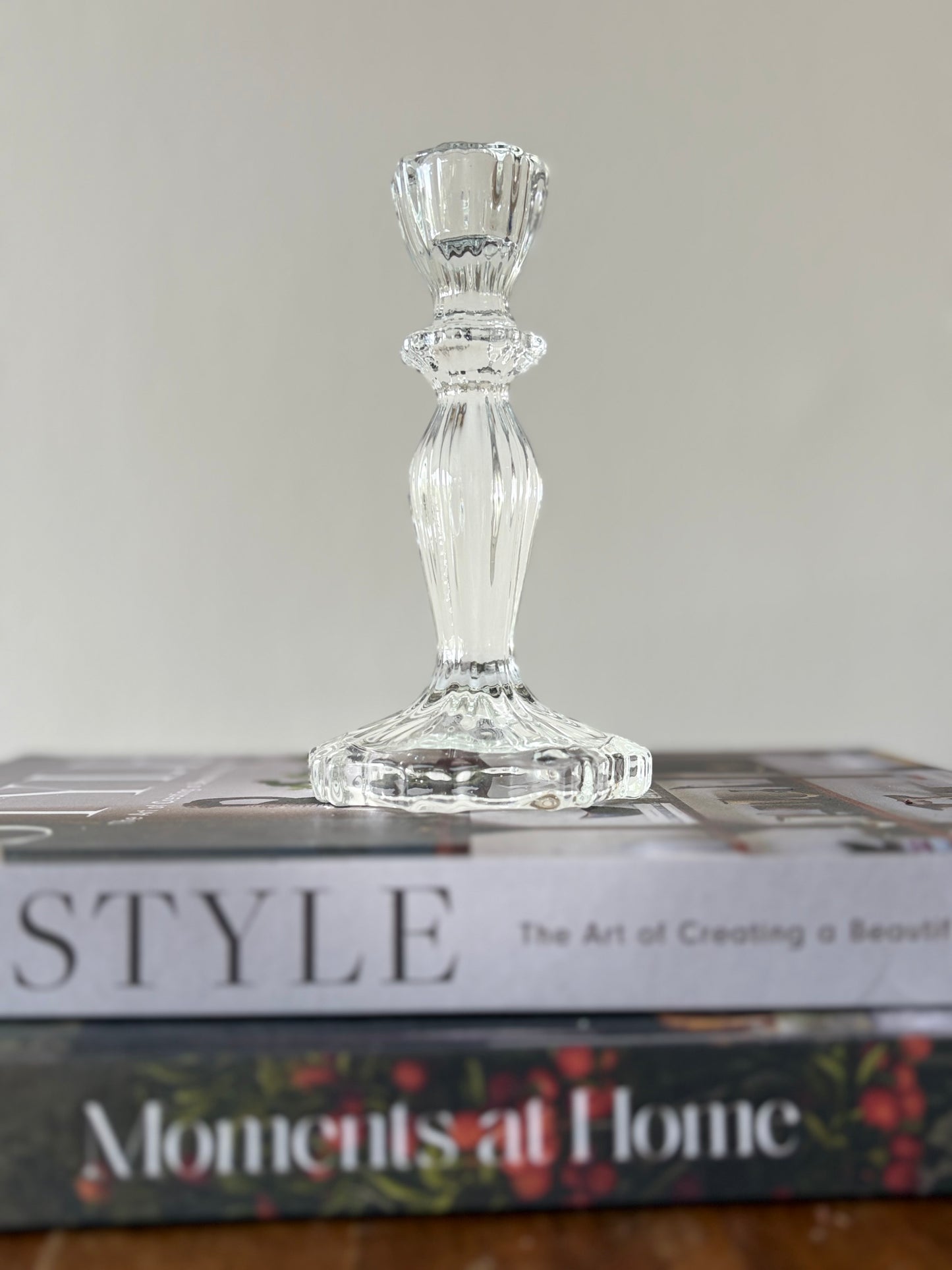 Clear Glass Candle Stick Holder Medium | Luxury Home Décor