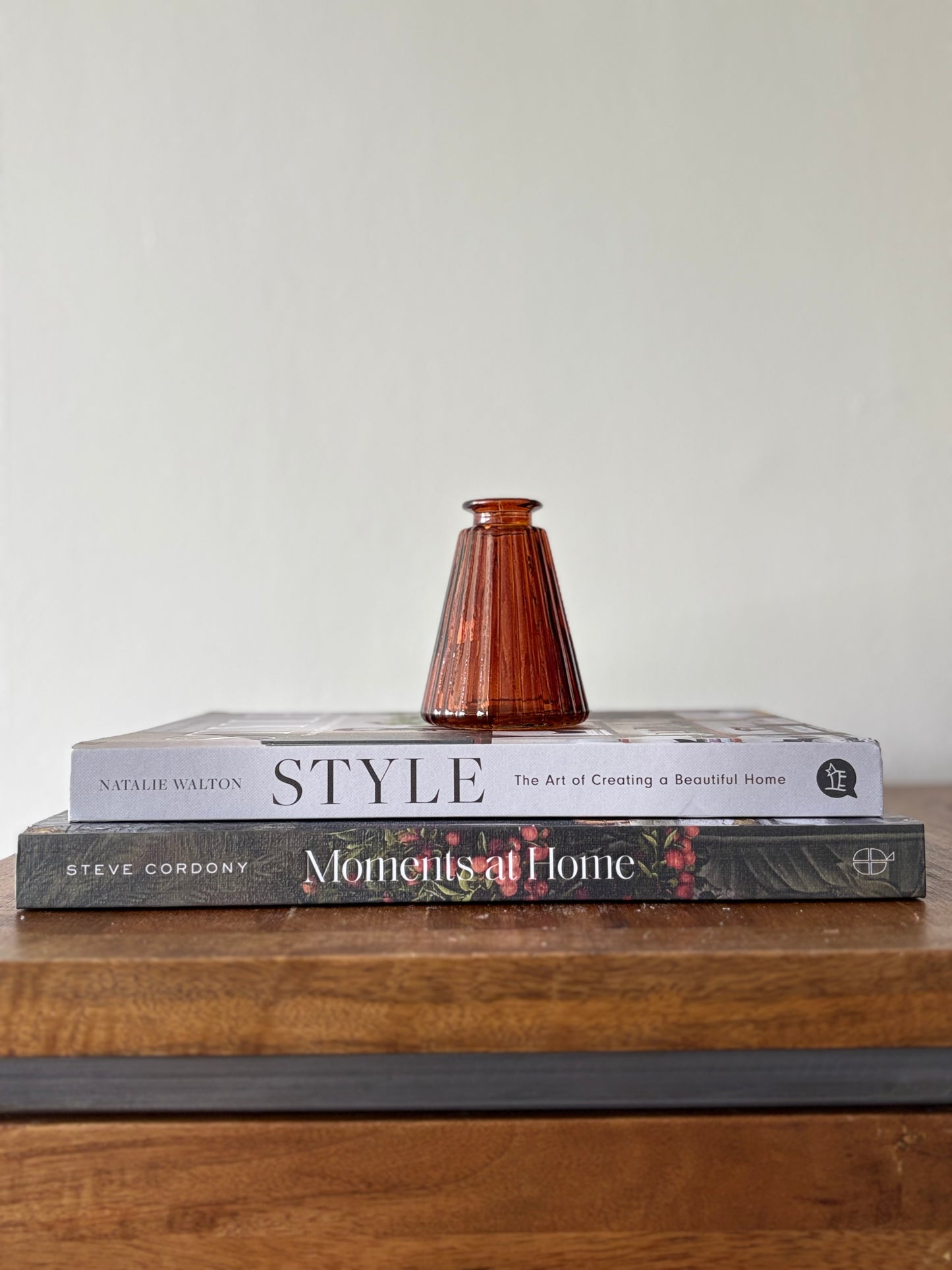 Burnt Amber Ribbed Glass Bottle | Luxury Home Décor