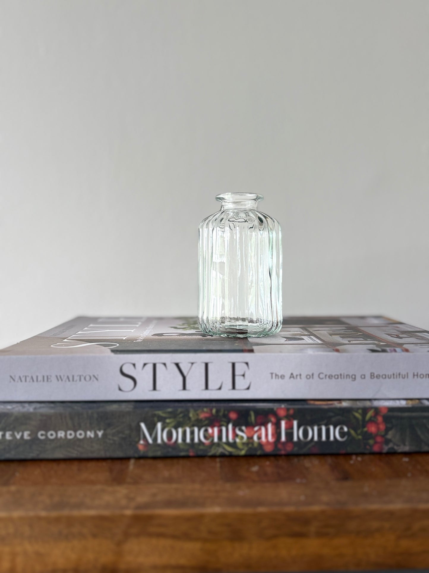 Clear Ribbed Glass Bottle | Luxury Home Décor