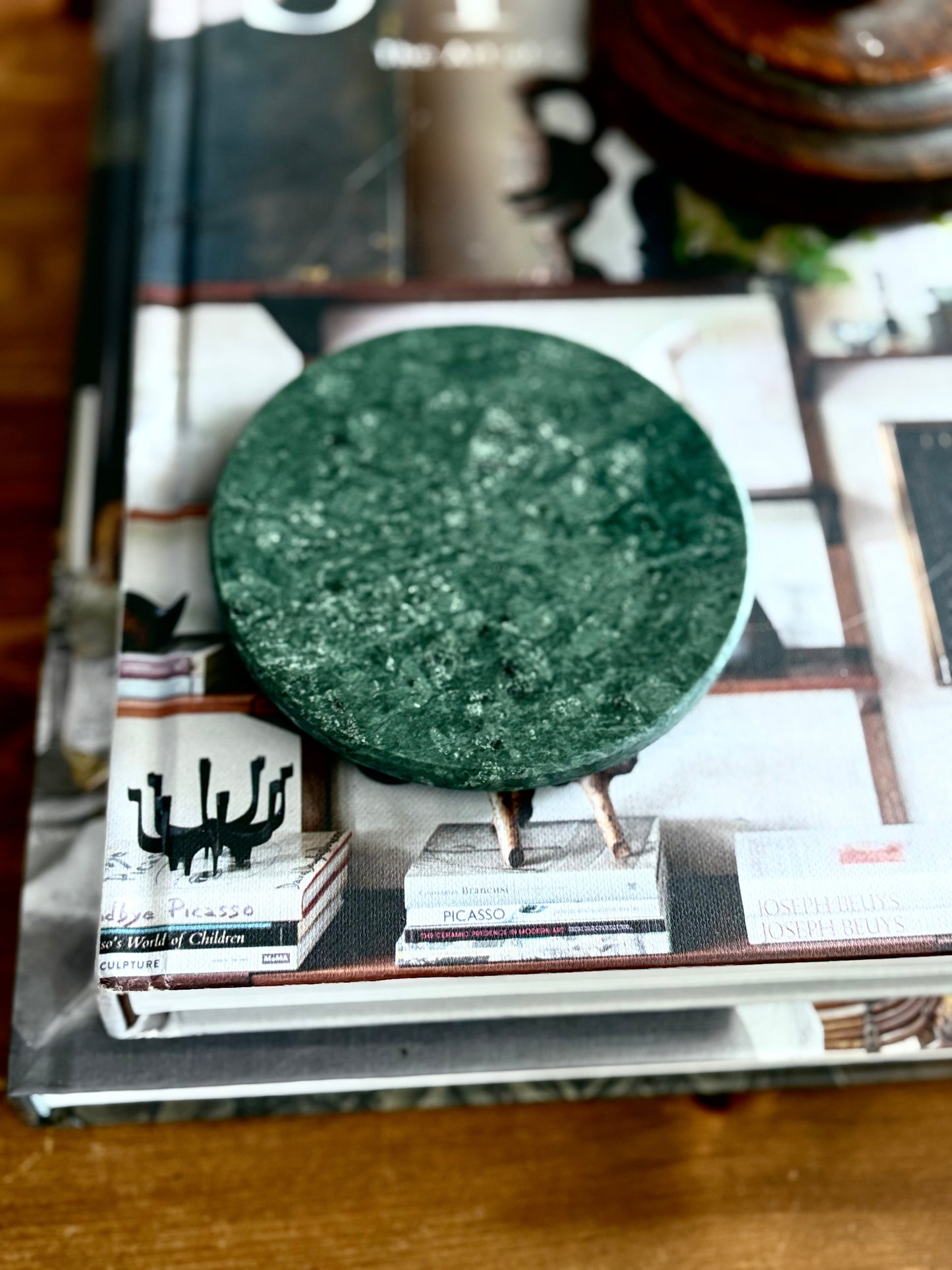 Emerald Marble Round Coaster | Luxury Home Décor
