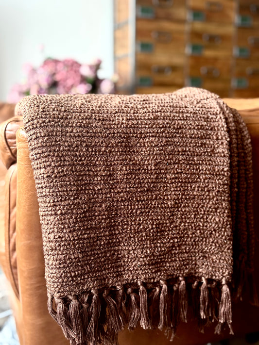 Coffee Bean Boucle Throw | Luxury Home Decor