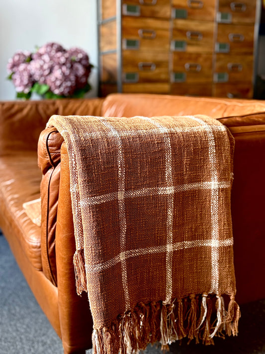 Rust Gingham Throw | Luxury Home Décor