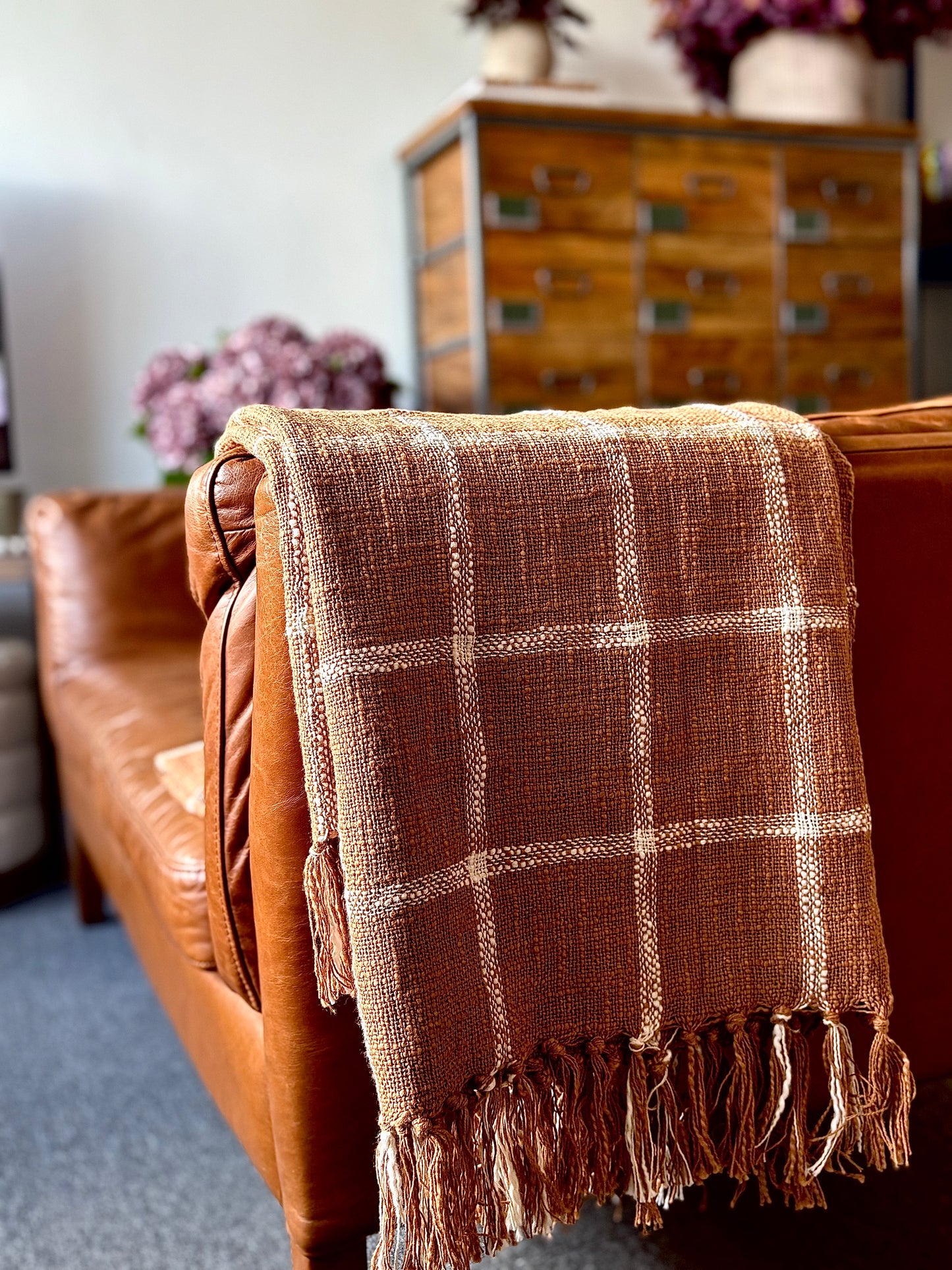 Neutral Gingham Throw | Luxury Home Décor