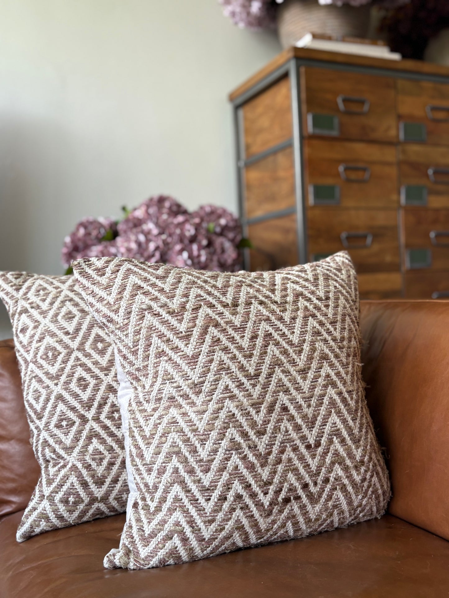 Natural Woven Cushions with Geometric designs | Luxury Home Décor