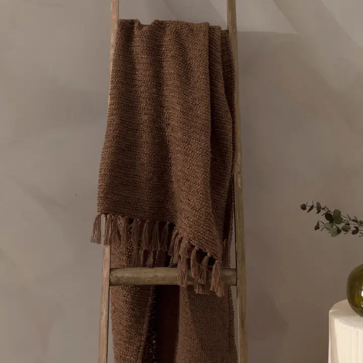 Coffee Bean Boucle Throw | Luxury Home Decor