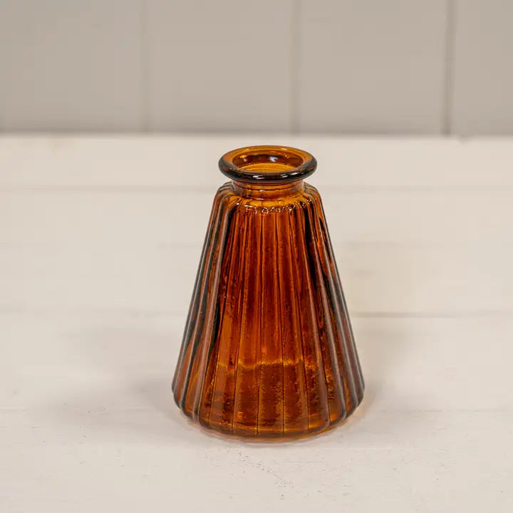 Burnt Amber Ribbed Glass Bottle | Luxury Home Décor