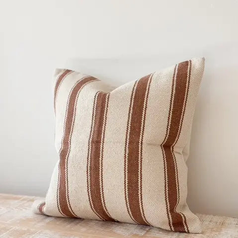 Cream & Brown Stripe Cushion | Luxury Home Décor