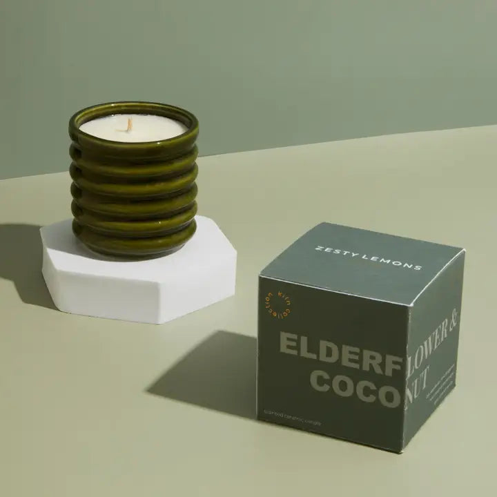 Kiln Olive Candle ~ Elderflower & Coconut