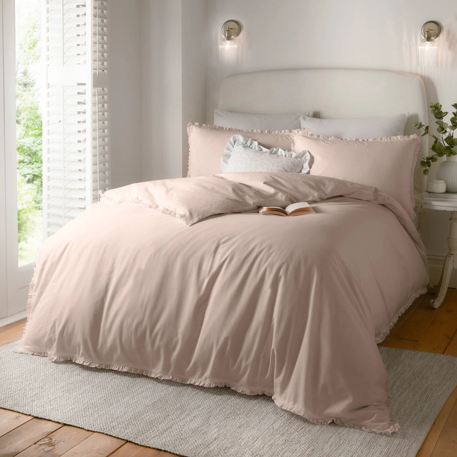 Cotton Ruffle Duvet Cover Set Blush
