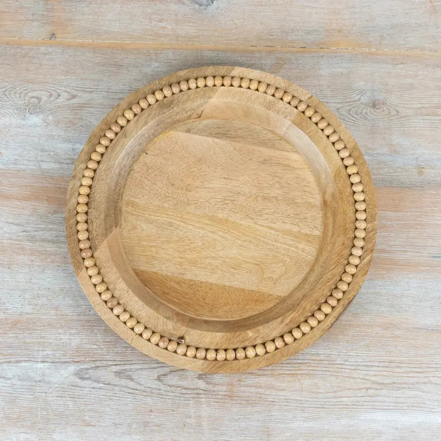 Natural Wood Beaded Plate | Luxury Home Decor