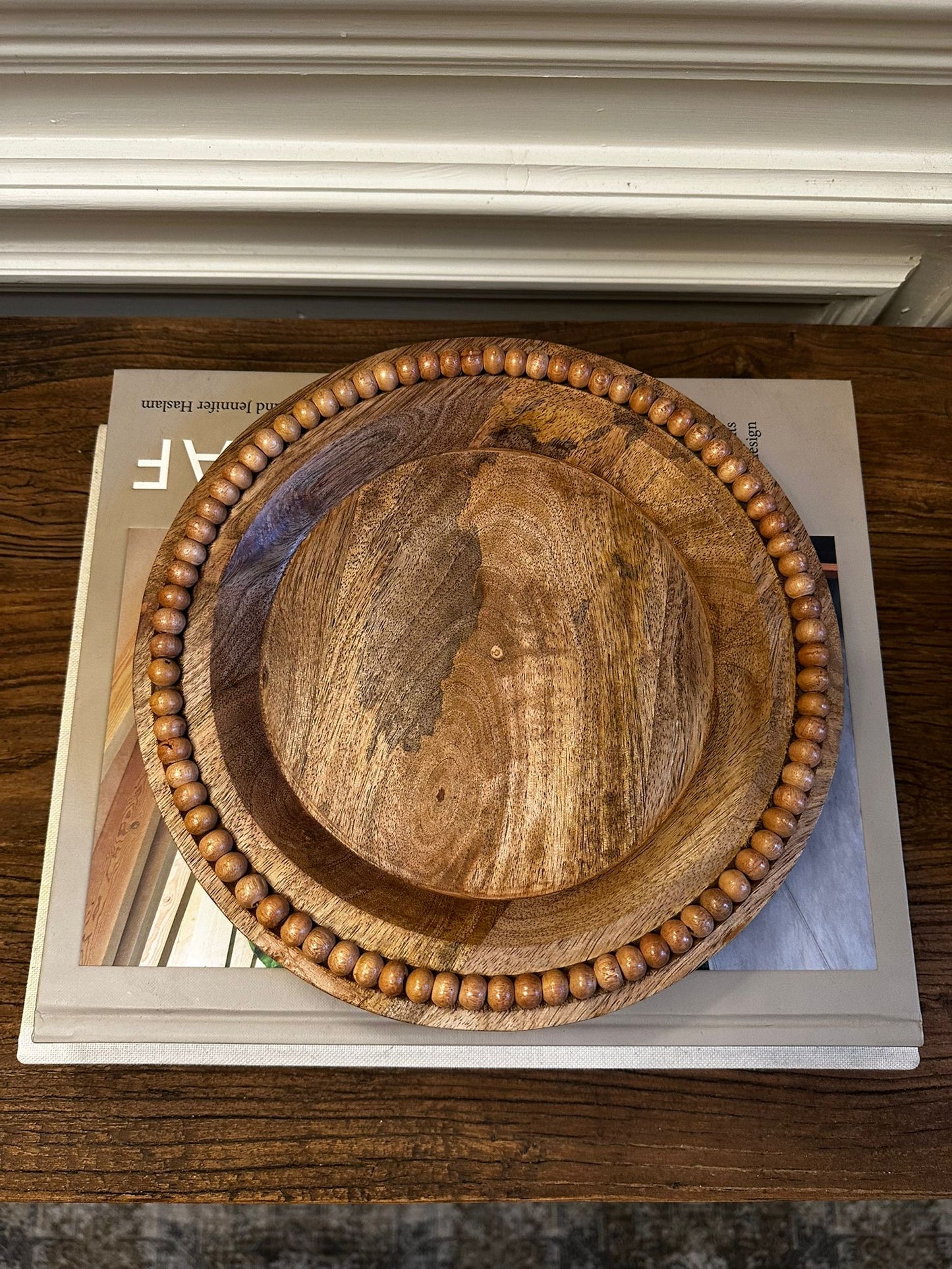 Natural Wood Beaded Plate | Luxury Home Decor