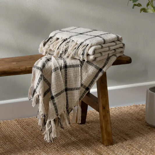 Neutral Gingham Throw | Luxury Home Décor