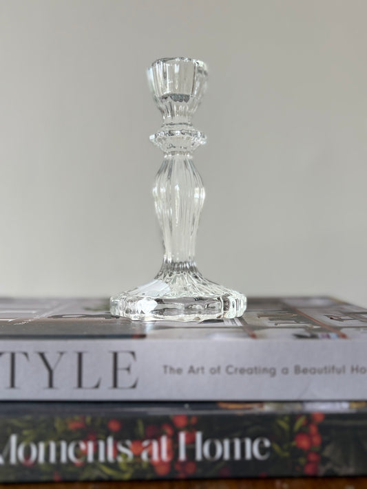 Clear Glass Candle Stick Holder Medium | Luxury Home Décor
