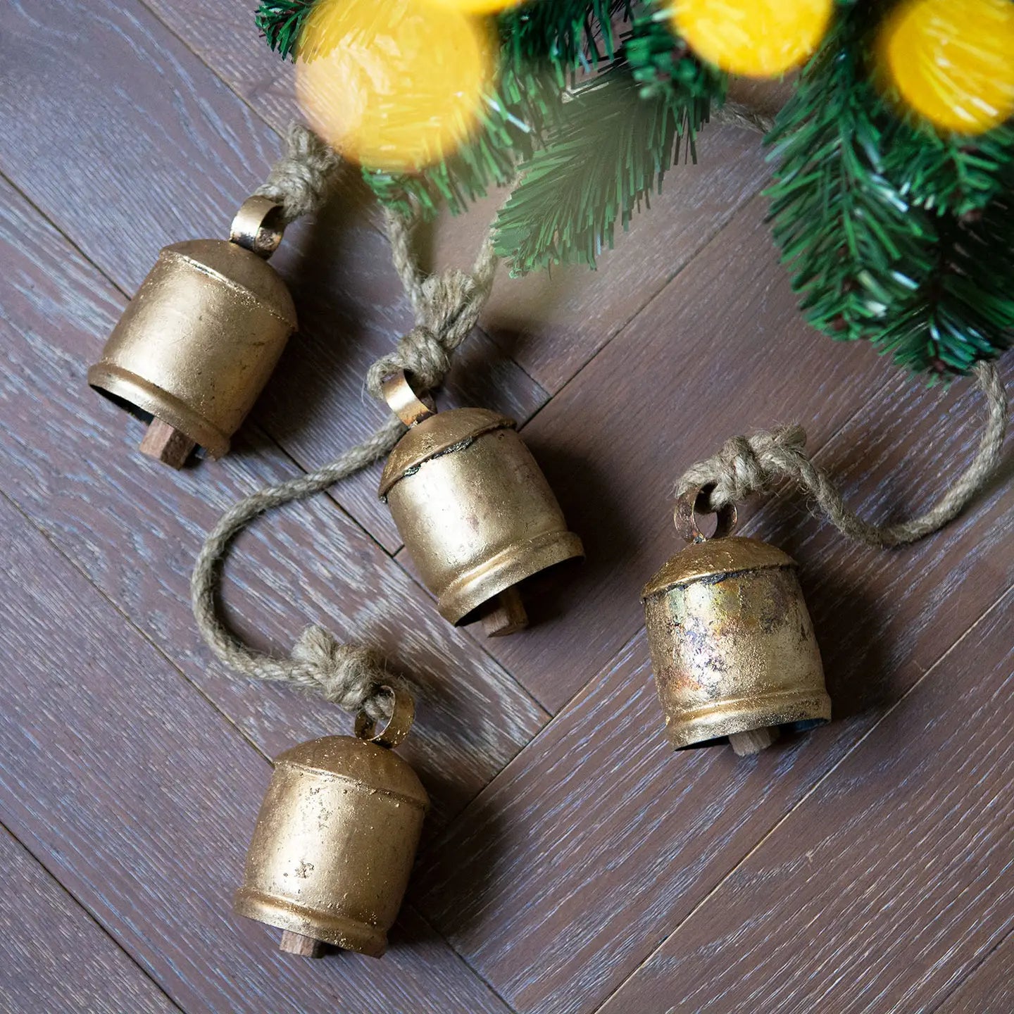 Vintage Bells On Rustic Rope