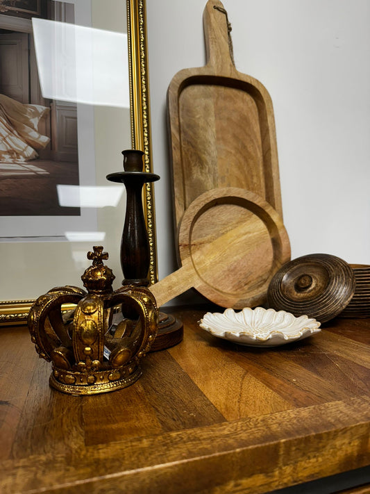 Antique Gold Crown Ornament | Luxury Home Decor