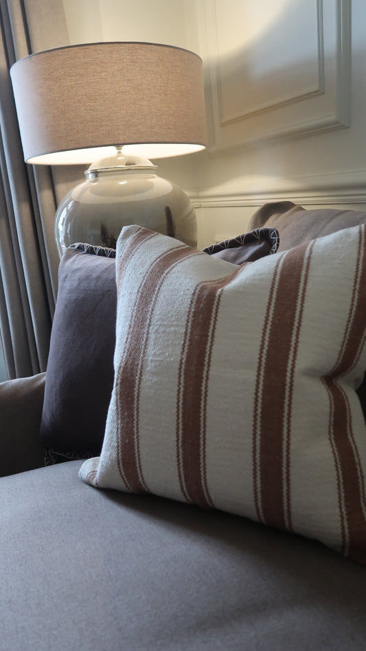Cream & Brown Stripe Cushion | Luxury Home Décor