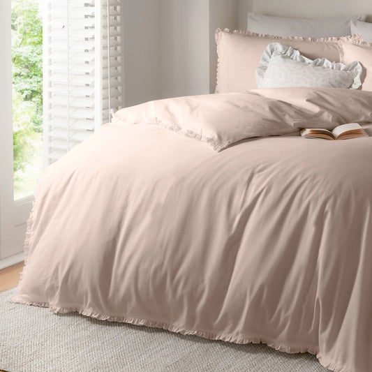 Cotton Ruffle Duvet Cover Set Blush