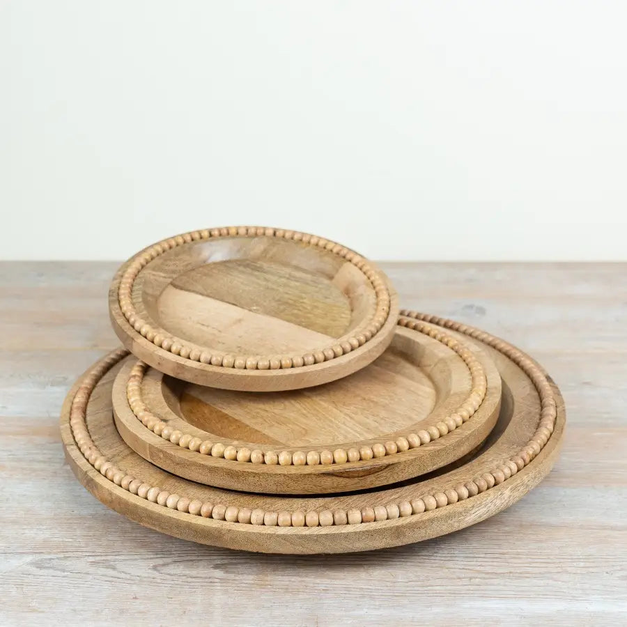 Natural Wood Beaded Plate | Luxury Home Decor