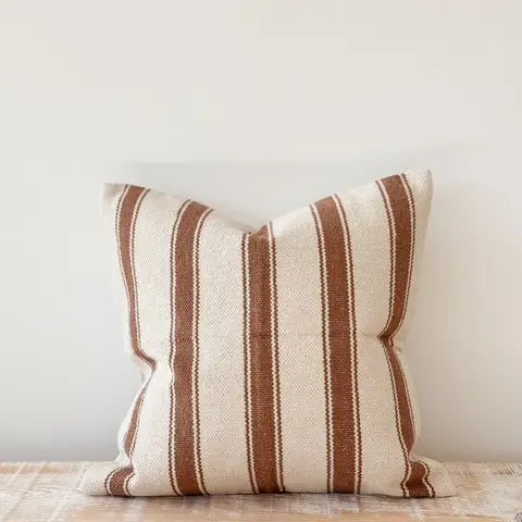 Cream & Brown Stripe Cushion | Luxury Home Décor