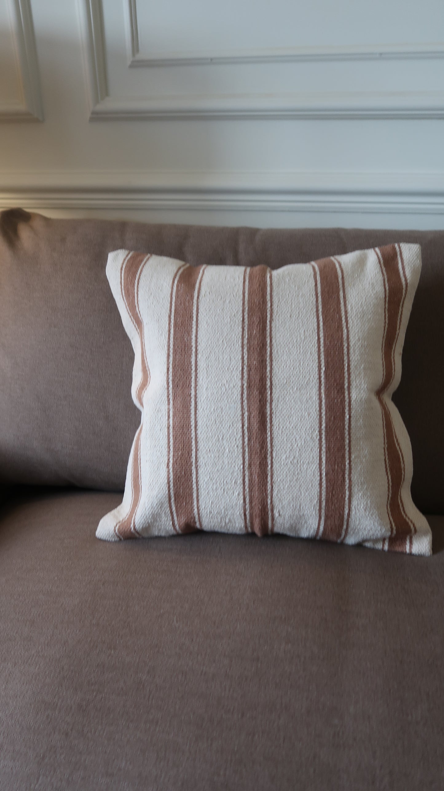 Cream & Brown Stripe Cushion | Luxury Home Décor