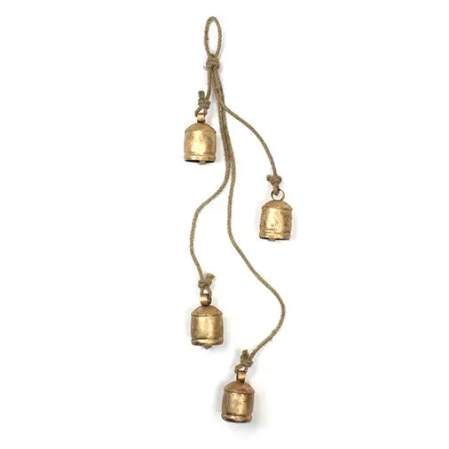 Vintage Bells On Rustic Rope