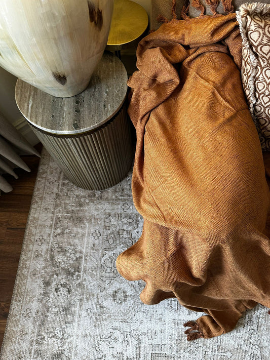 Harry Herringbone Throw Ginger | Luxury Home Décor