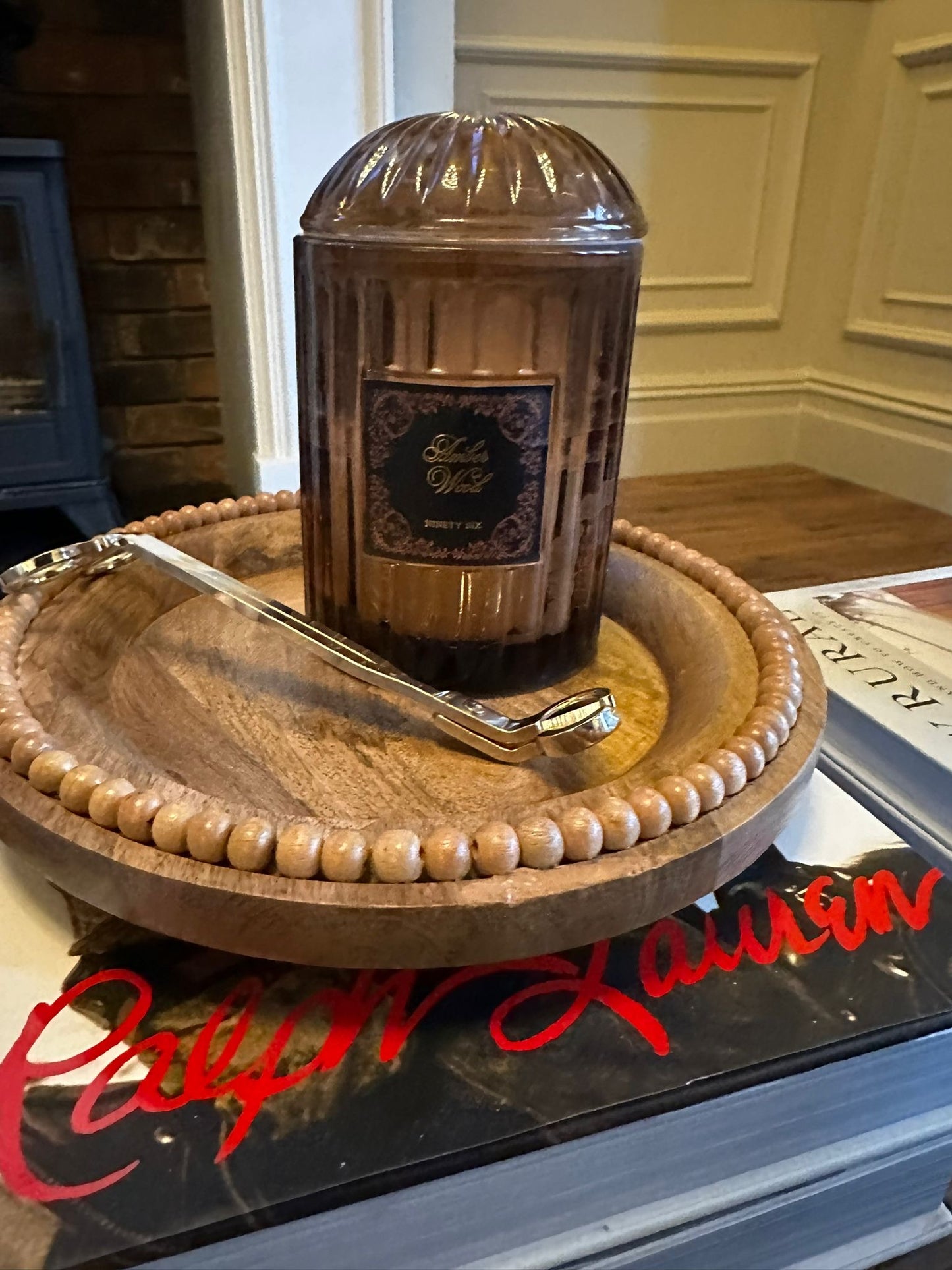 Natural Wood Beaded Plate | Luxury Home Decor