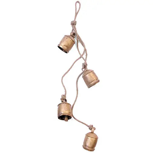 Vintage Bells On Rustic Rope