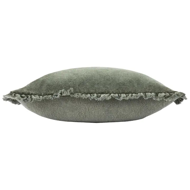 Moss Washed Cotton Velvet Cushion | Luxury Home Décor