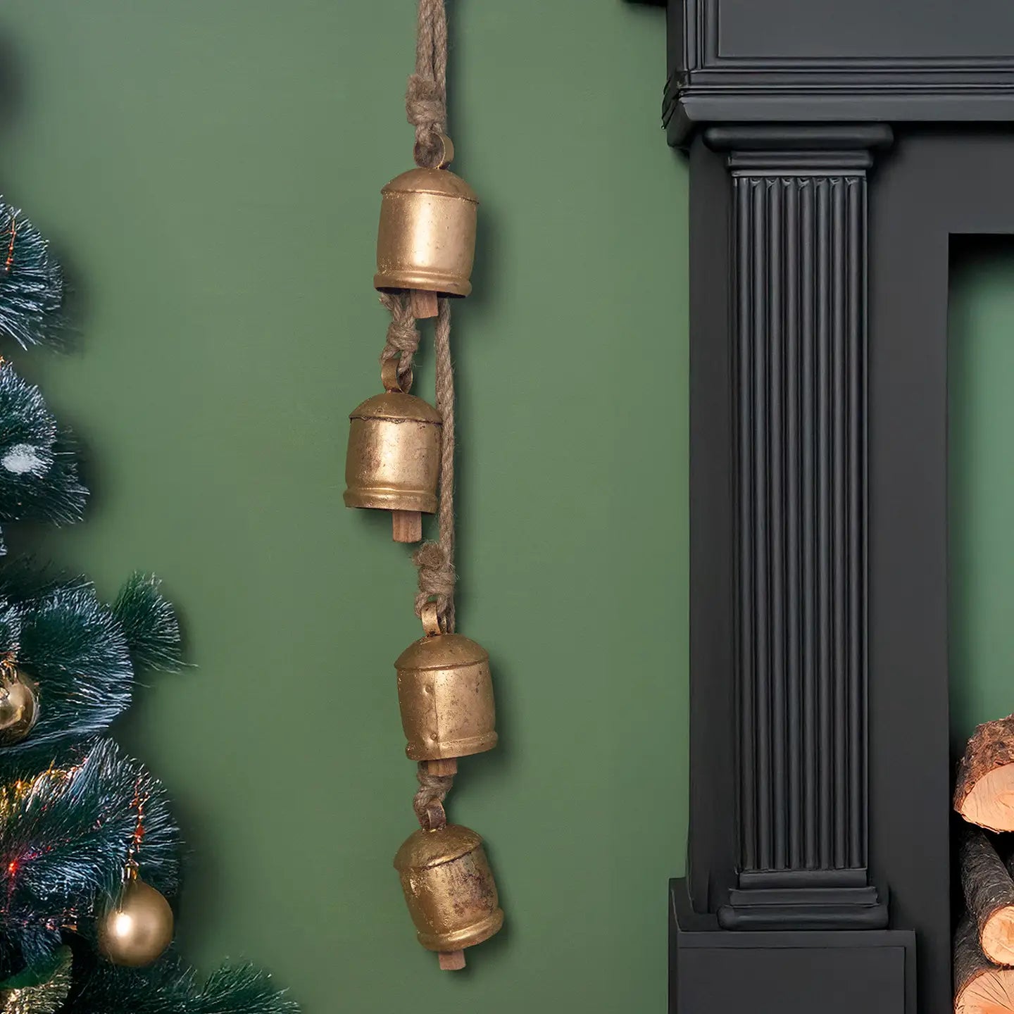 Vintage Bells On Rustic Rope