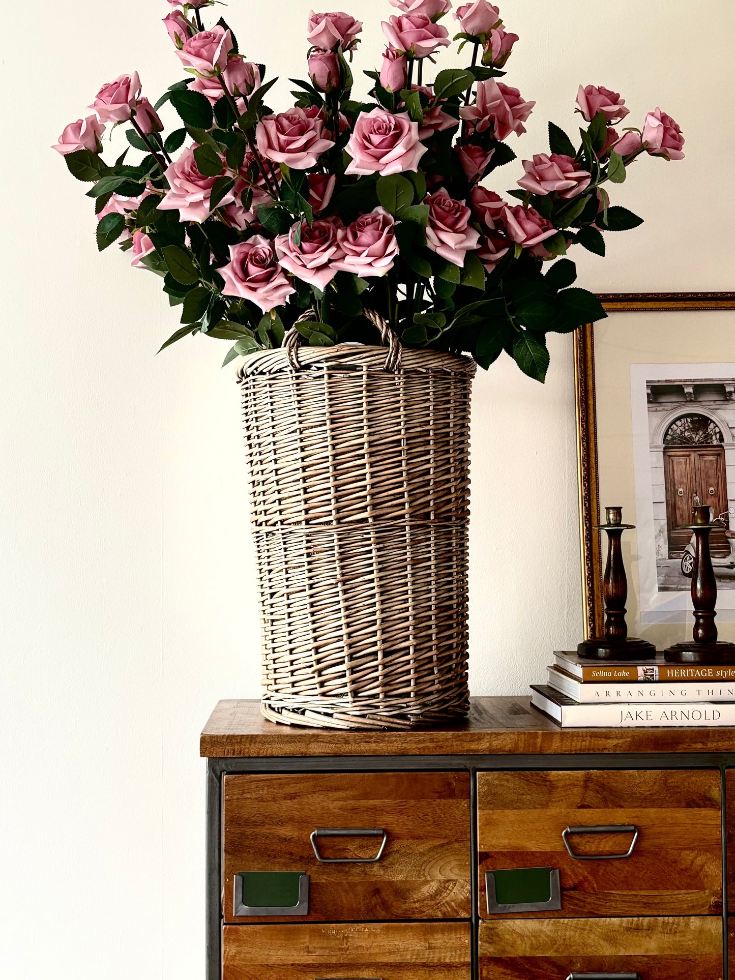 Soft Pink Large Garden Rose Spray | Artificial Floral